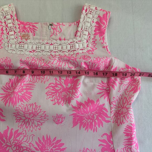 Lovely "The Lilly" Lilly Pulitzer Pink Floral Dress Crochet Detail Vintage Sz 14 - Picture 8 of 16